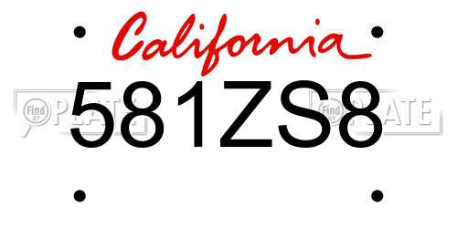 581ZS8 California License Plate
