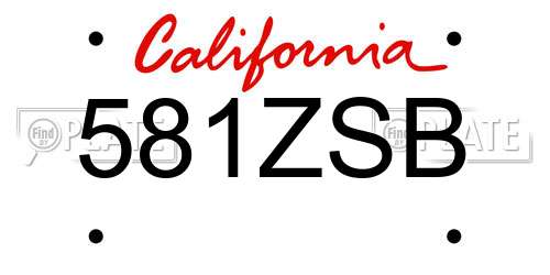 581ZSB California License Plate