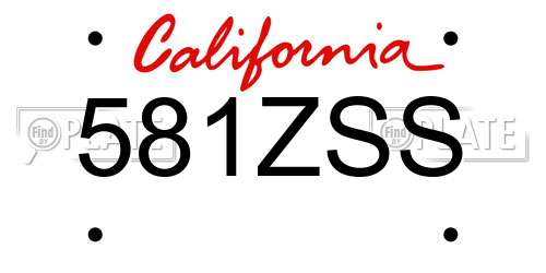 581ZSS California License Plate