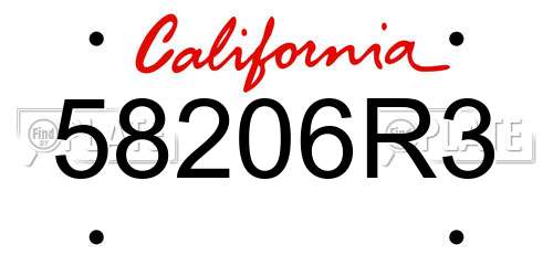 58206R3 California License Plate