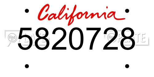 5820728 California License Plate