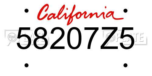 58207Z5 California License Plate