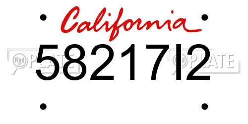 58217I2 California License Plate