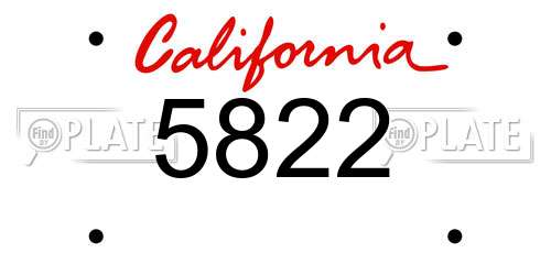 5822 California License Plate