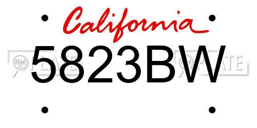 5823BW California License Plate