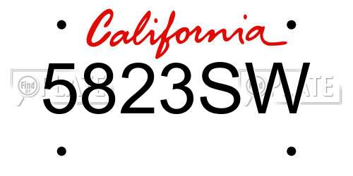 5823SW California License Plate