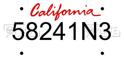 58241N3 California License Plate