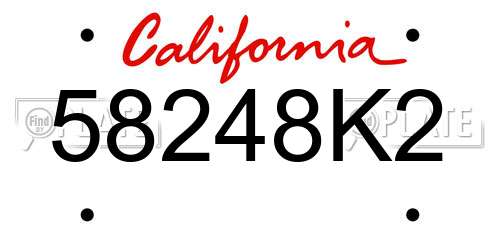 58248K2 California License Plate