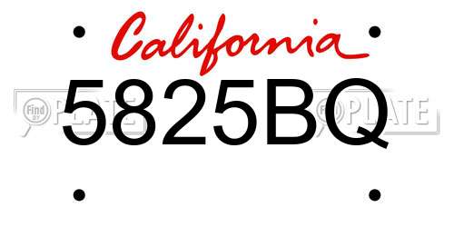 5825BQ California License Plate