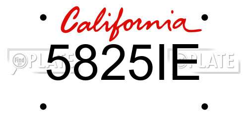 5825IE California License Plate