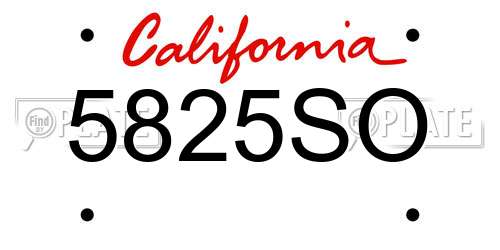 5825SO California License Plate