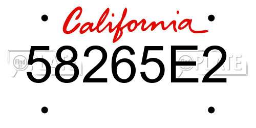 58265E2 California License Plate