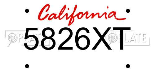 5826XT California License Plate