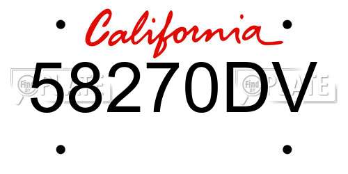 58270DV California License Plate