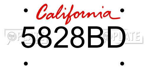 5828BD California License Plate