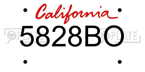 5828BO California License Plate