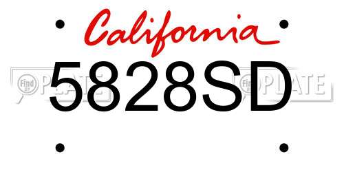 5828SD California License Plate