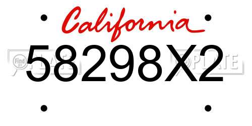 58298X2 California License Plate