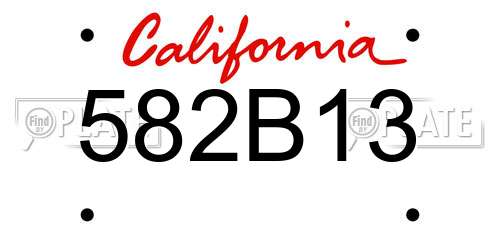 582B13 California License Plate