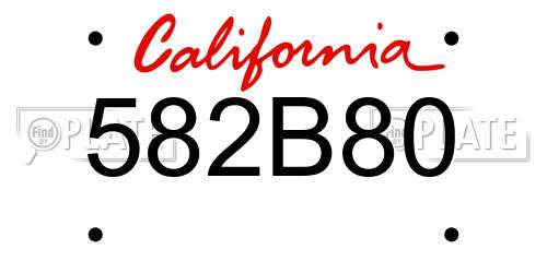 582B80 California License Plate