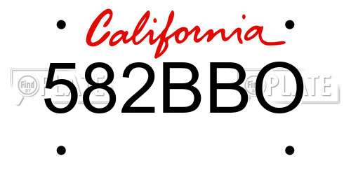 582BBO California License Plate