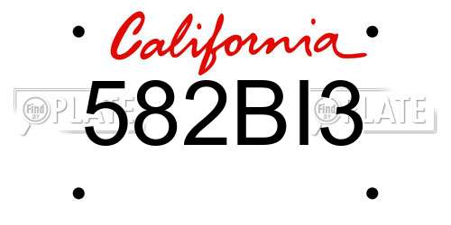 582BI3 California License Plate
