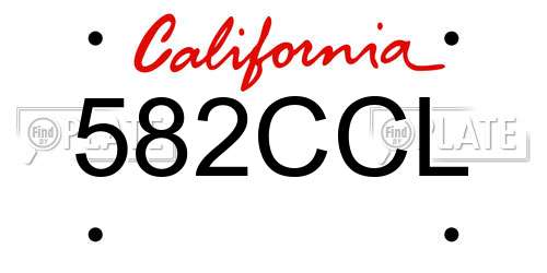 582CCL California License Plate