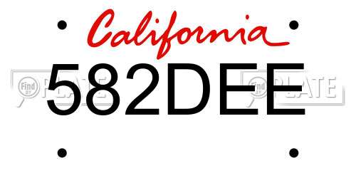582DEE California License Plate