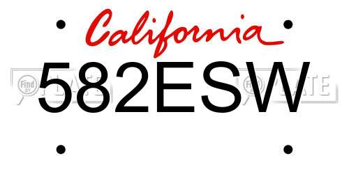 582ESW California License Plate