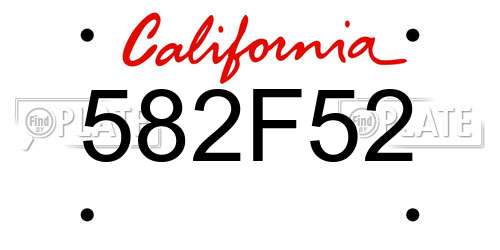 582F52 California License Plate