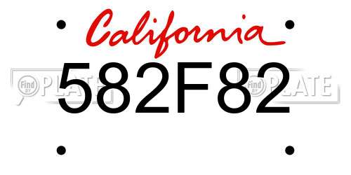 582F82 California License Plate