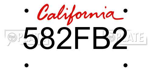 582FB2 California License Plate