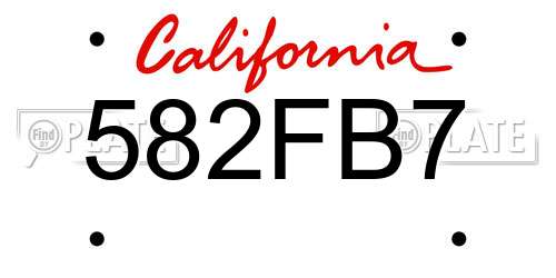 582FB7 California License Plate