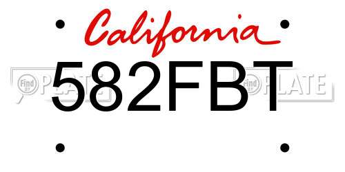 582FBT California License Plate