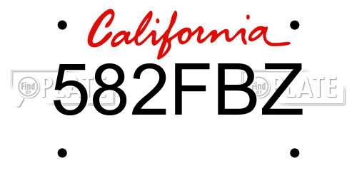 582FBZ California License Plate