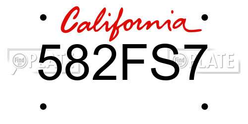 582FS7 California License Plate