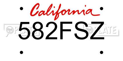 582FSZ California License Plate