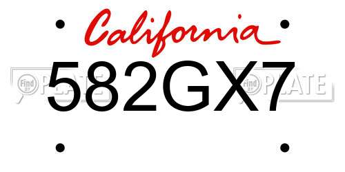 582GX7 California License Plate