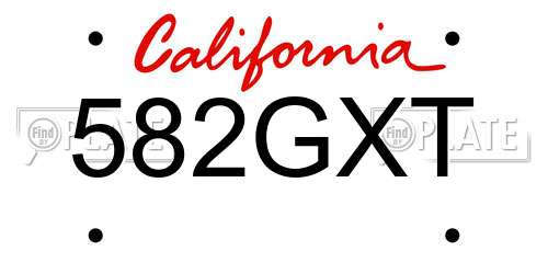 582GXT California License Plate