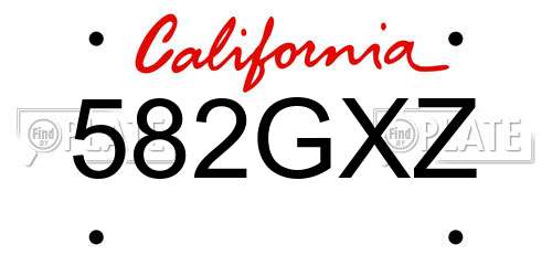 582GXZ California License Plate