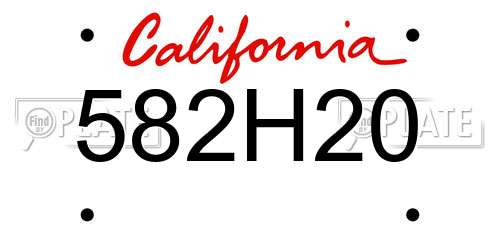 582H20 California License Plate