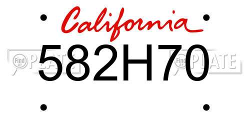 582H70 California License Plate