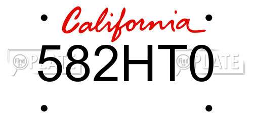 582HT0 California License Plate