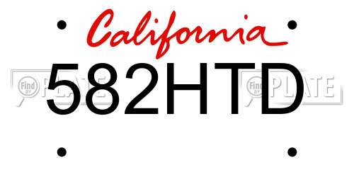 582HTD California License Plate