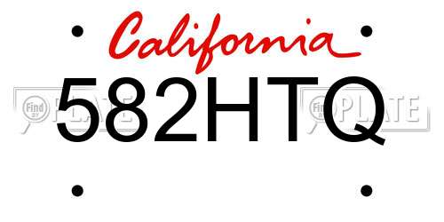 582HTQ California License Plate