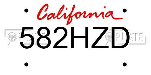 582HZD California License Plate