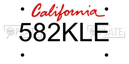 582KLE California License Plate