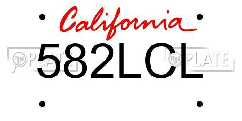 582LCL California License Plate