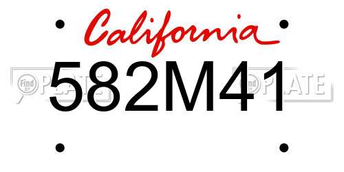 582M41 California License Plate