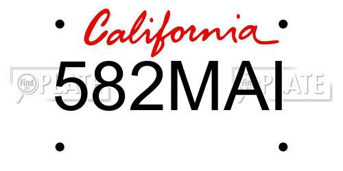 582MAI California License Plate